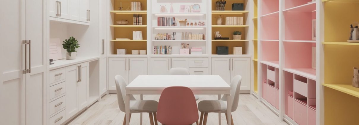 custom built craft room in a renovated basement- We Finish Basements