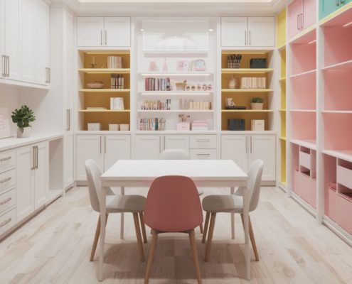 custom built craft room in a renovated basement- We Finish Basements